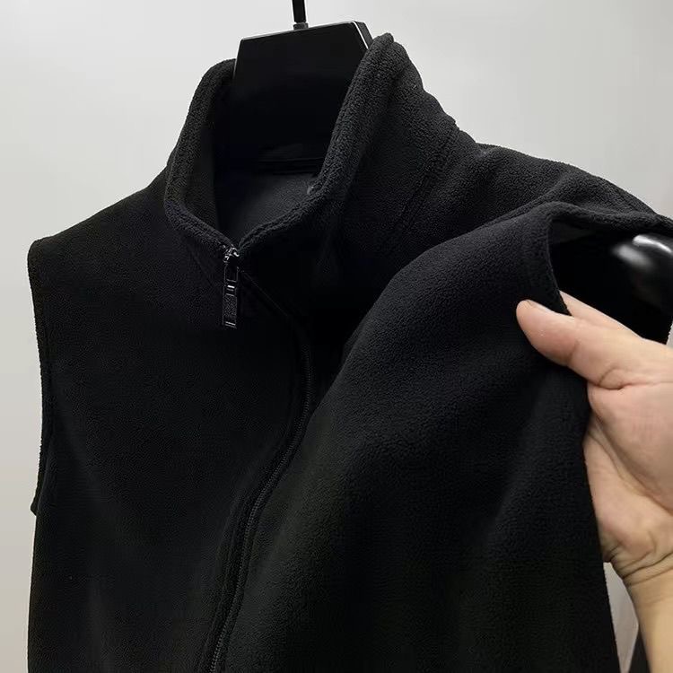 立领+摇粒绒+保暖+简约+拉链马甲