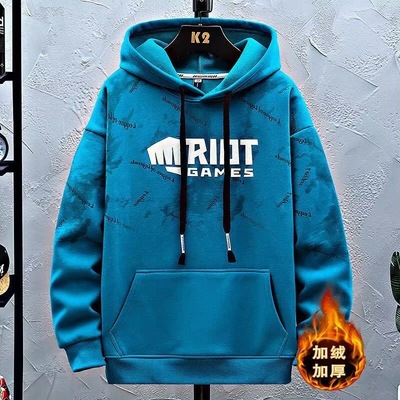 宽松+连帽+印花+加绒+潮流+卫衣