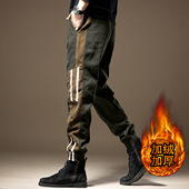 裤 束脚拼色帅气裤 秋冬加绒加厚长裤 潮牌机能工装 男耐磨干活劳保裤