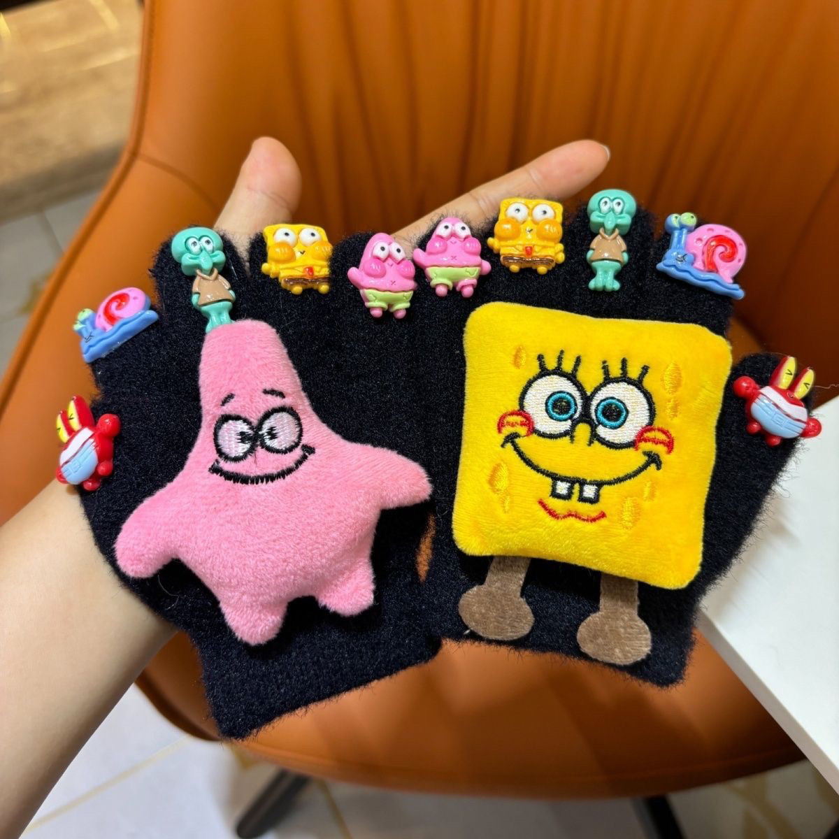 海绵宝宝儿童手套冬季五指卡通加绒保暖防寒学生写字毛绒分指手套,童装/婴儿装/亲子装,手套,淘宝优惠券,粉丝福利购,淘宝优惠卷