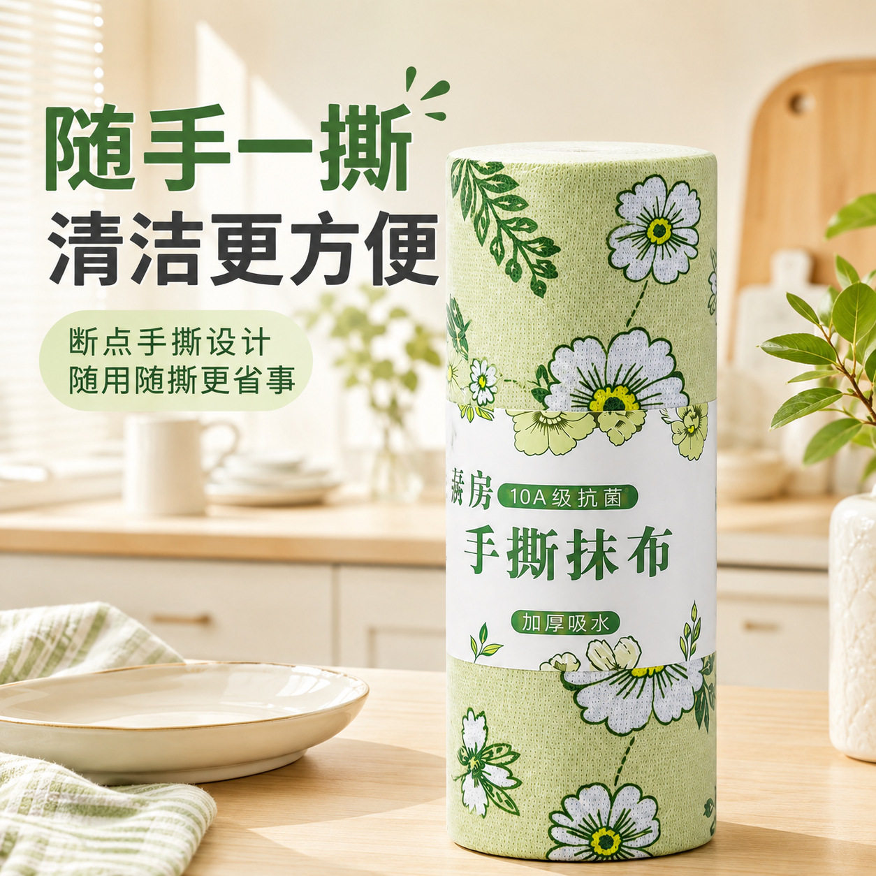 10A抗菌加厚印花手撕厨房抹布