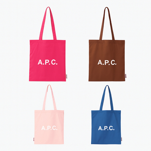 HUE夏季薄款apc字母印花蓝色帆布包单肩包手提包女包购物袋夏季