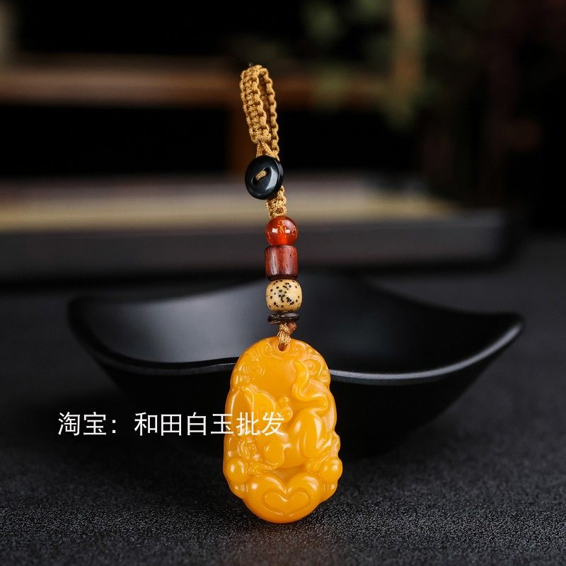 天然黄玉十二生肖属相吊坠钥匙扣吉祥物鼠牛虎兔龙蛇马羊猴鸡狗猪