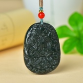 天然新疆青玉人生如意吊坠男款 真和田玉石牌子玉佩挂件貔貅带证书