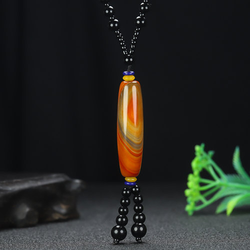 南红战国红天珠女士毛衣链吊坠