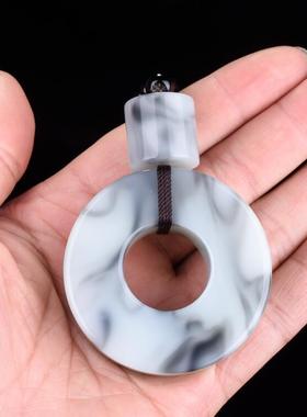 新疆和田玉青花平安扣玉坠青花玉