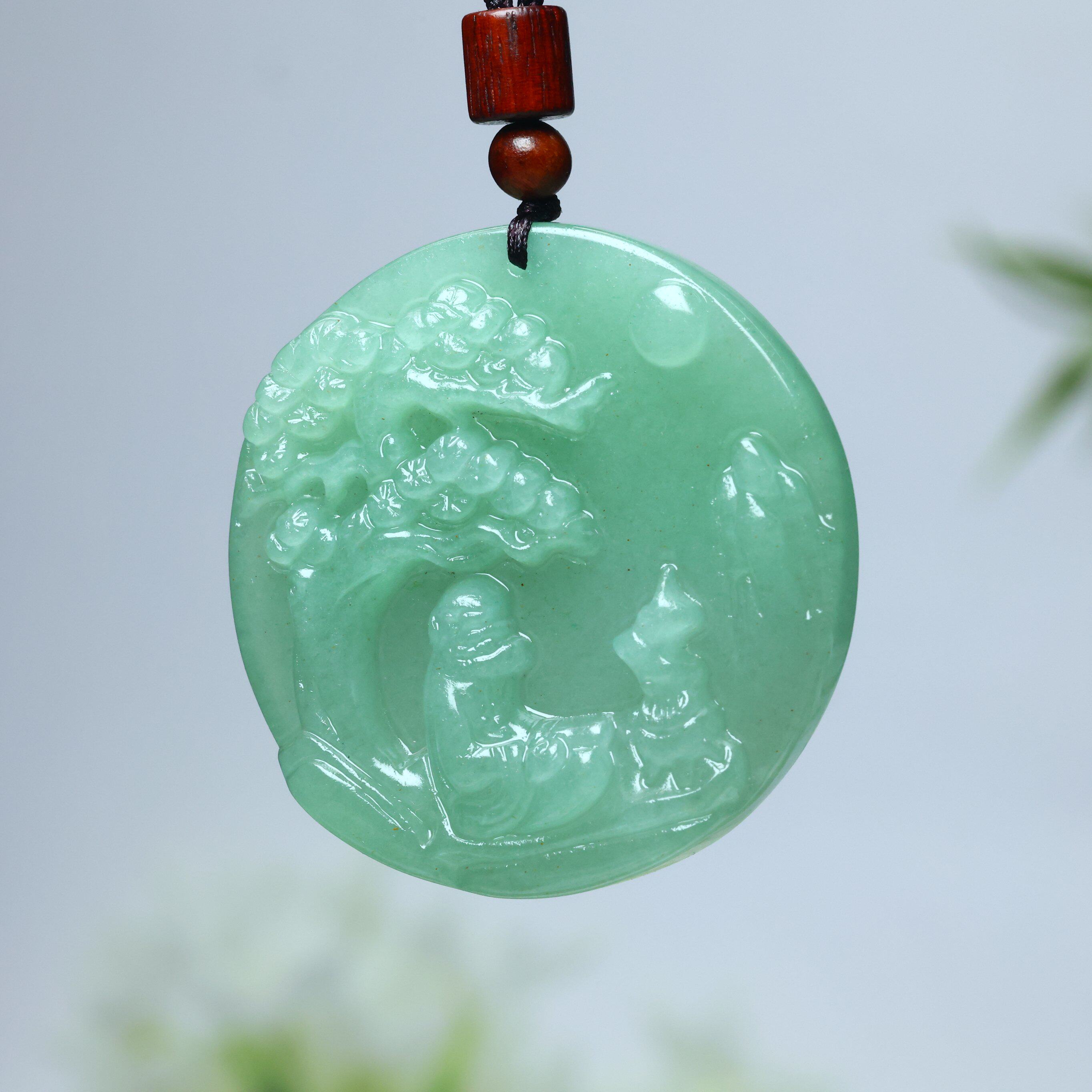 天然东陵玉悟道吊坠山水牌吊坠男女款玉石挂件项链玉佩玉坠配饰