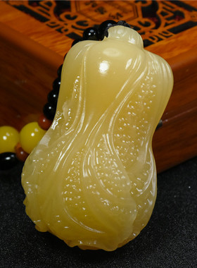 天然真玉精雕小白菜手把件手玩件