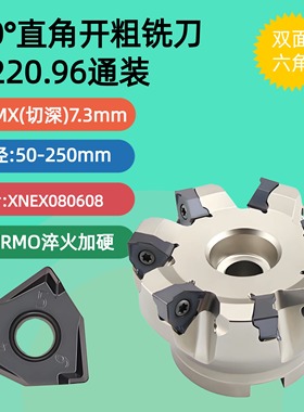 R220.96快进给直角开粗铣刀盘63 80 100 125 160六刃XNEX080608