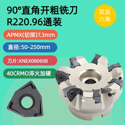 R220.96快进给直角开粗铣刀盘63 80 100 125 160六刃XNEX080608