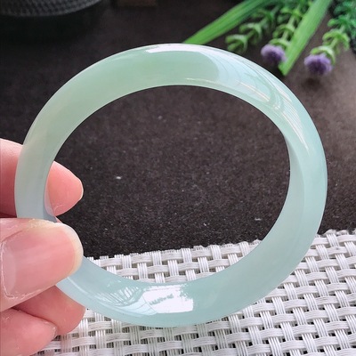 实拍翡翠A货56.5/15.1/7.2轮胎镯老坑冰胶果冻冰晴绿手镯翡翠玉镯