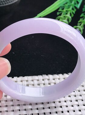 A货翡翠51.5/46/12.5/7.5老坑冰润紫罗兰贵妃手镯宽边玉镯平安镯