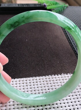 实拍A货翡翠78.8/12.3/9.2老坑冰润满绿飘绿臂镯手镯超大翡翠玉镯