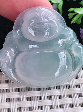 实拍A货翡翠33.8/36.3/6.3老坑冰种果冻胶冰晴天空蓝佛公吊坠