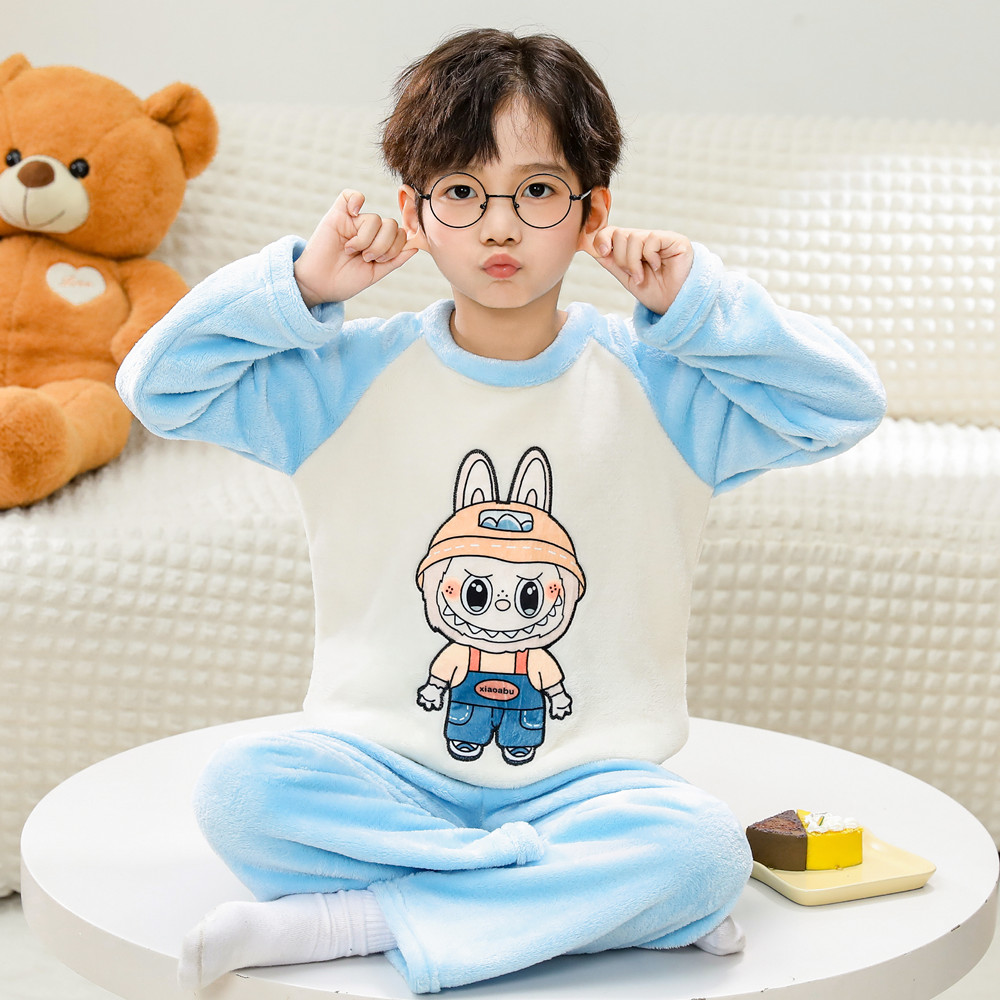 法兰绒儿童睡衣聚酯纤维卡通冬季