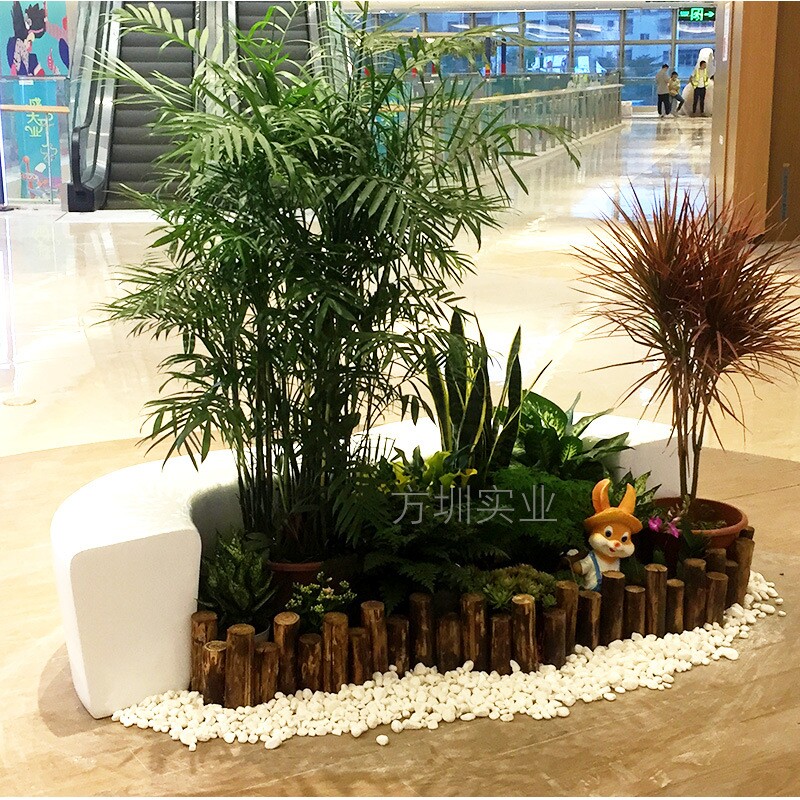 城市中心商场大厦玻璃钢花池组合座椅室内休息椅景观美陈装饰定制