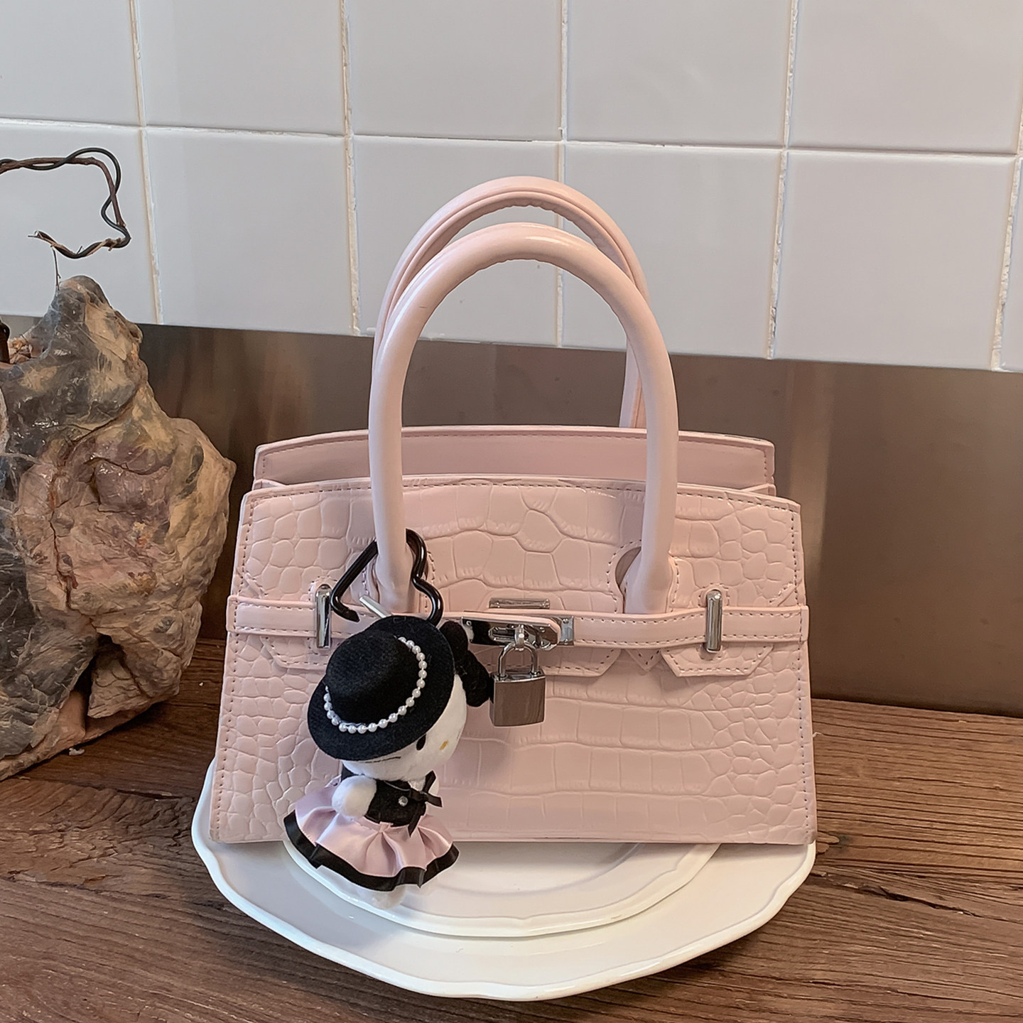 鳄鱼纹手提包包女款2026新款高级感轻奢小众铂金单肩包通勤斜挎包,箱包皮具/热销女包/男包,通用款女包,淘宝优惠券,粉丝福利购,淘宝优惠卷