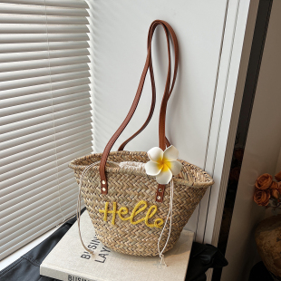 沙滩单肩包 流行海边度假草编包流行时尚 手工编织包包女式 2025新款