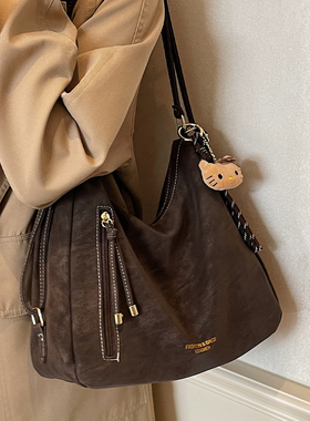 复古包包女式2025新款双肩包通勤百搭单肩斜挎包大容量托特水桶包