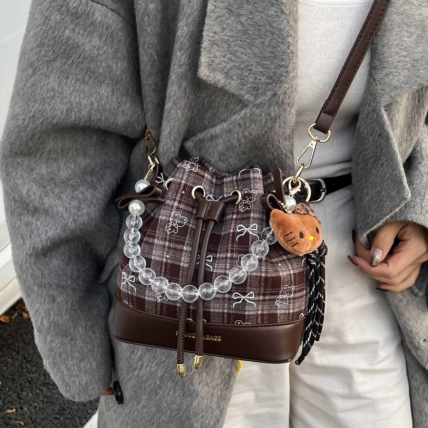 2025新款韩系卡通小熊水桶包