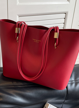 红色包包女士2026新款高级感单肩大容量婚包爆款托特包结婚新娘包