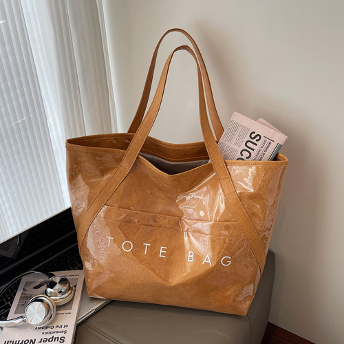 大容量果冻包包女式2025新款潮流行单肩手提购物袋上课通勤托特包