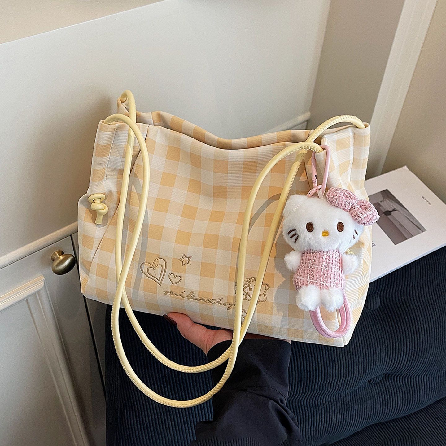 小众格子包包女式2025新款潮夏季时尚百搭单肩包大容量通勤托特包,箱包皮具/热销女包/男包,通用款女包,淘宝优惠券,粉丝福利购,淘宝优惠卷