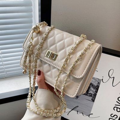 菱格链条包女时尚百搭斜挎小方包
