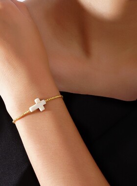 纯手工制作串珠十字架白松石新品