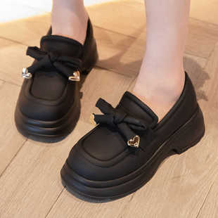 MOLLY LOVE 莫丽爱单鞋2024年秋新款复古小皮鞋厚底百搭乐福鞋女