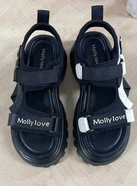 MOLLY LOVE 莫丽爱 夏季新款时尚厚底运动沙滩鞋魔术贴潮流女凉鞋