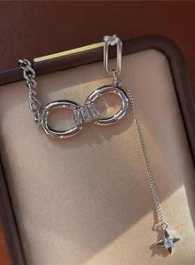 法式轻奢小众设计感高级感锁骨链女双环流苏项链女新款轻奢钻链