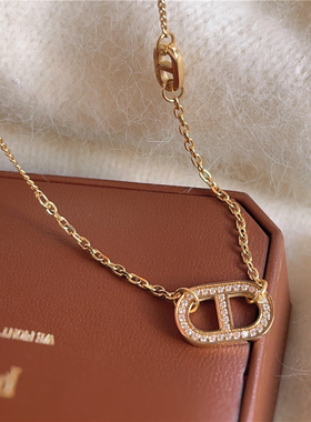 法式复古高级感时尚百搭通勤精致猪鼻子项链小众设计感钛钢锁骨链