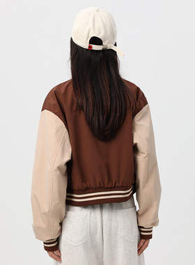 MFNY棒球服女短款春秋季潮流百搭夹克 NY美式复古撞色外套