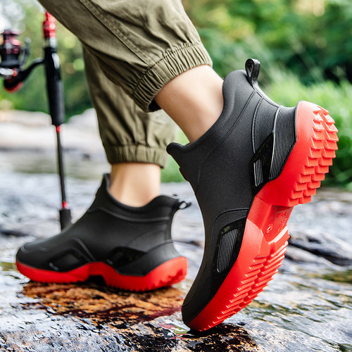 低帮男士雨鞋厨房厨师工作钓鱼外卖雨靴防水胶鞋水鞋轻便平底橡胶