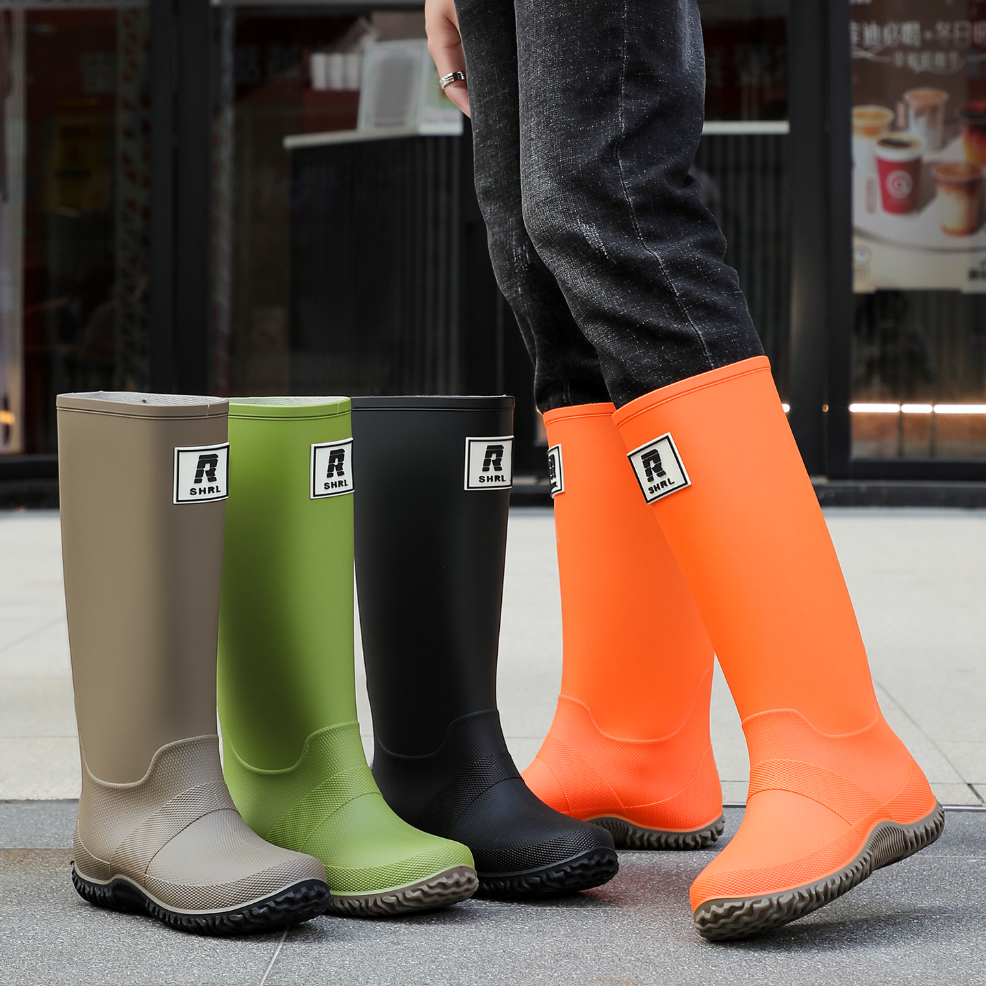 日式雨靴男女时尚户外男士水鞋长筒胶鞋钓鱼洗车防水防滑情侣雨鞋