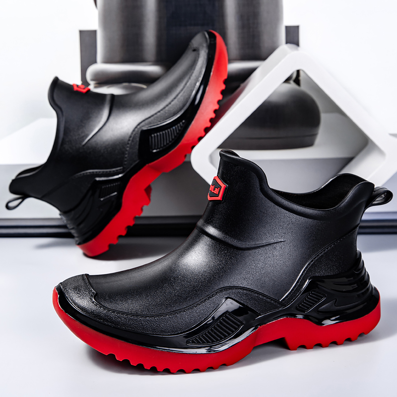 短雨鞋男款低帮时尚短筒雨靴男士平底水鞋防滑耐磨加绒防水胶鞋套