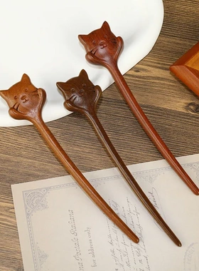 发钗新中式发簪古典古风复古古装步摇发饰金丝檀木简约盘发头簪子