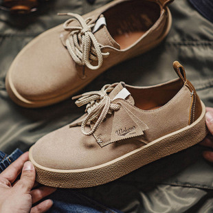 马登摇滚60复古板鞋男士2026春季新款休闲低帮沙漠德比鞋厚底皮鞋