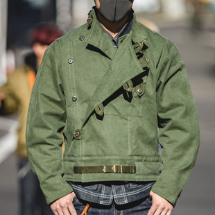 马登工装 美式vintage瑞典机车夹克阿美咔叽复古猎装军绿外套男春