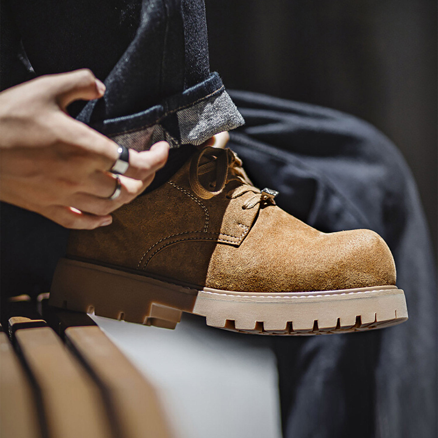 【新品推荐】棕色德比鞋大头皮鞋