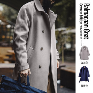 马登工装德式灰色巴尔玛肯风衣中长款战壕大衣廓形英伦外套男春