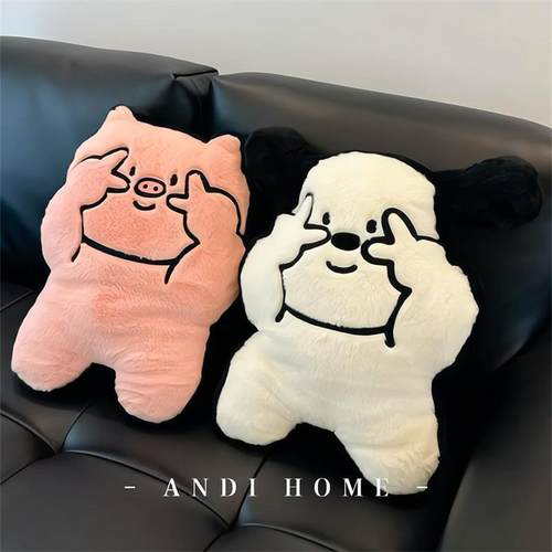 比耶小狗抱枕客厅沙发靠枕女生睡觉专用玩偶