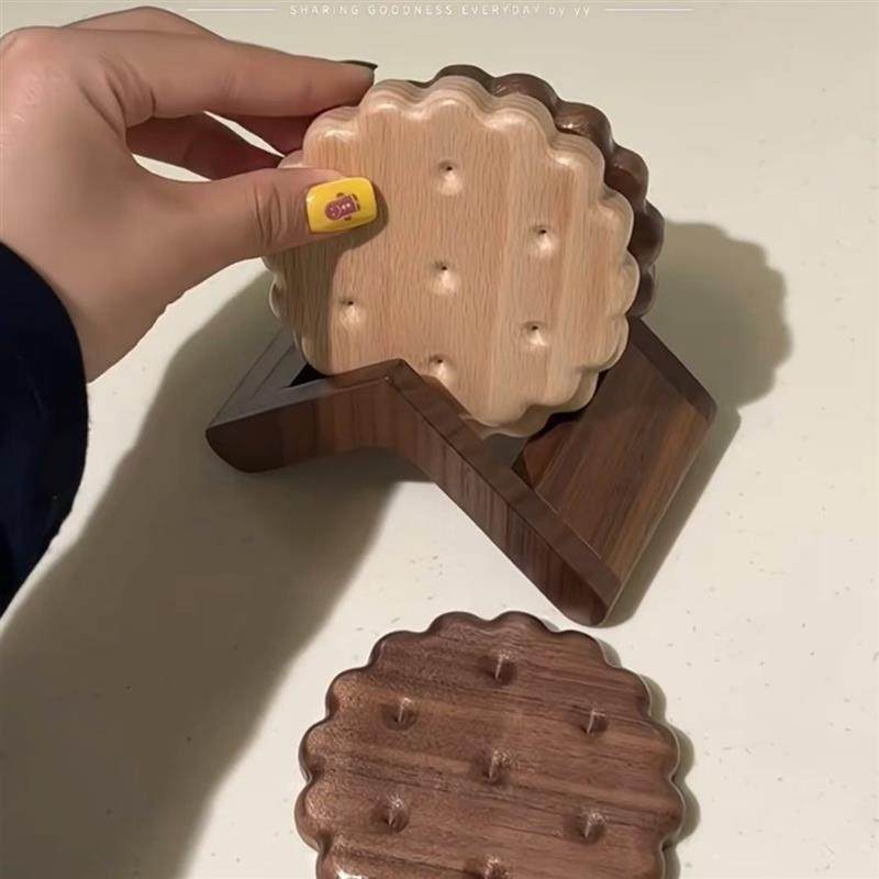 饼干隔热垫家用餐桌耐高温防烫实木桌垫厨房锅垫盘垫原木风茶杯垫