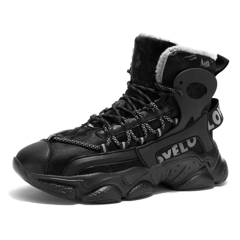 男式高帮棉鞋冬季加绒加厚保暖棉靴户外时尚跑步鞋休闲运动鞋潮鞋