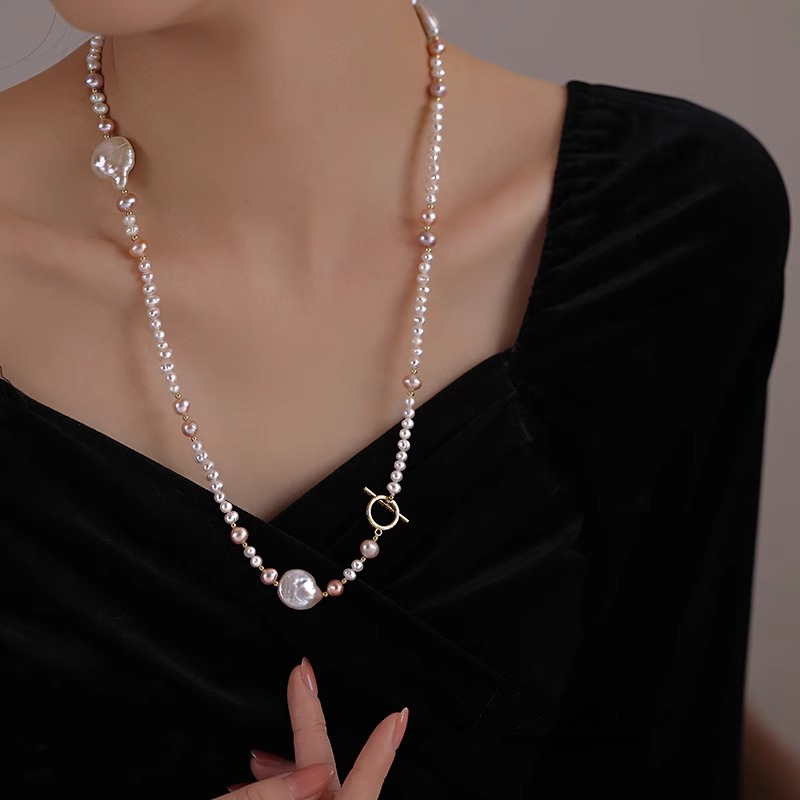 设计师款天然淡水珍珠项链女满天星锁骨链小众轻奢碎银长款毛衣链