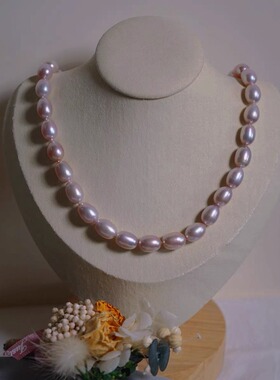 淡水珍珠项链女紫色椭圆珠链天然珍珠百搭锁骨链女士气质优雅颈链