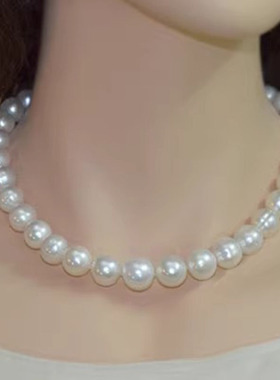 uirsaky白色母贝珍珠粉项链女款