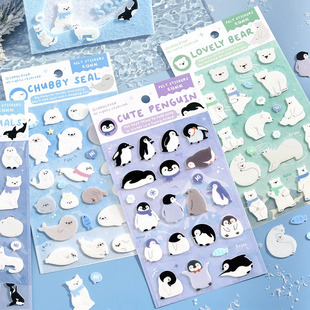信的恋人毛毡贴纸 极地来信系列 北极熊企鹅海报手账素材装饰贴