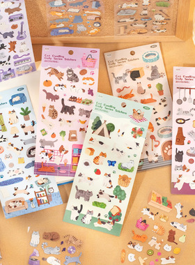 语闲贴纸 猫居日常系列 可爱软萌猫咪日常手账素材diy装饰贴画